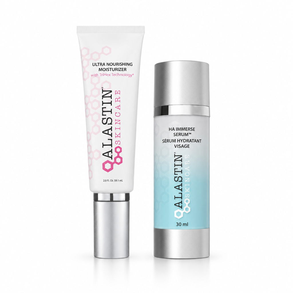 ALASTIN moisturiser and HA IMMERSE Serum side by side